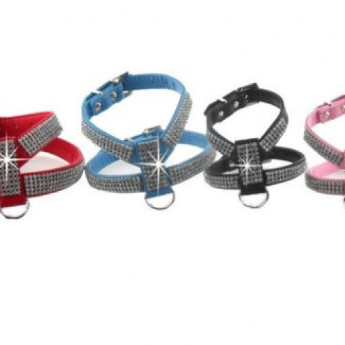 Bling Rhinestone Leather Safety Pet Collars